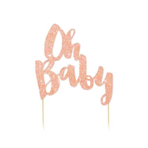 Oh Baby Cake Topper - Rose Gold